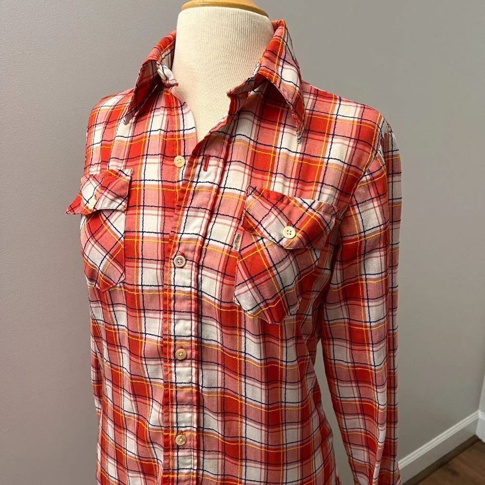 Levi's Vintage 70s Red Plaid Button Down Shirt